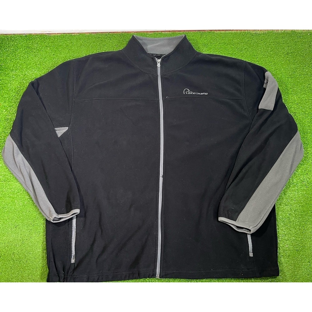 Ducks‎ Unlimited Jacket 3XL Black Logo Fleece Full Zip OutDoor Hunting Duck READ